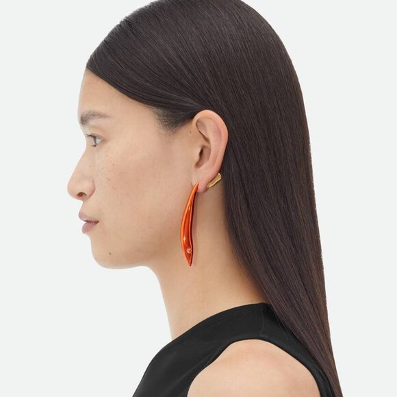 New Bottega Veneta Sardine Earring in Silver, Gold, & Papaya dangle - Picture 7 of 9